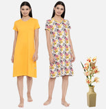 Zebu Trendy Cotton Nightdress (Pack of 2 ) Combo