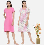 Zebu Trendy Cotton Nightdress (Pack of 2 ) Combo