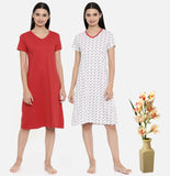 Zebu Trendy Cotton Nightdress (Pack of 2 ) Combo