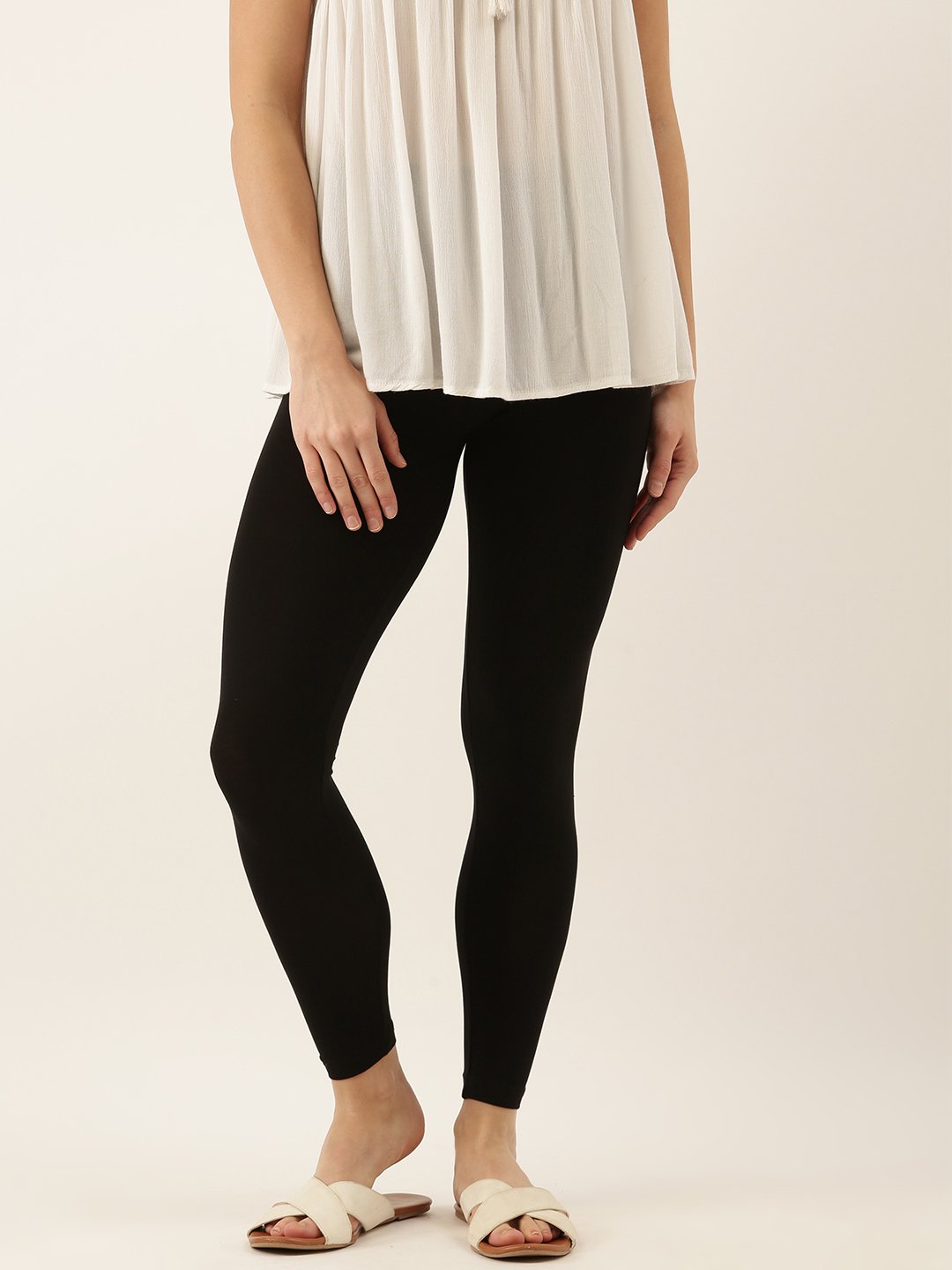 Buy TREND LEVEL Soft Stretchable Cotton Ankle Length Leggings for Women (S,  Black) at Amazon.in